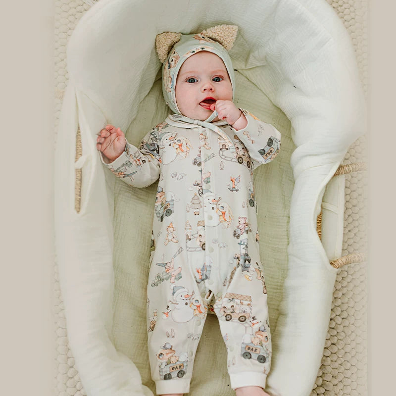 Palıd Ailəsi Təmiz Pambıq Körpə Geyimləri, Yenidoğulmuş Romperlər, Uzunqol Körpə Geyimləri, Sürünən Kostyum