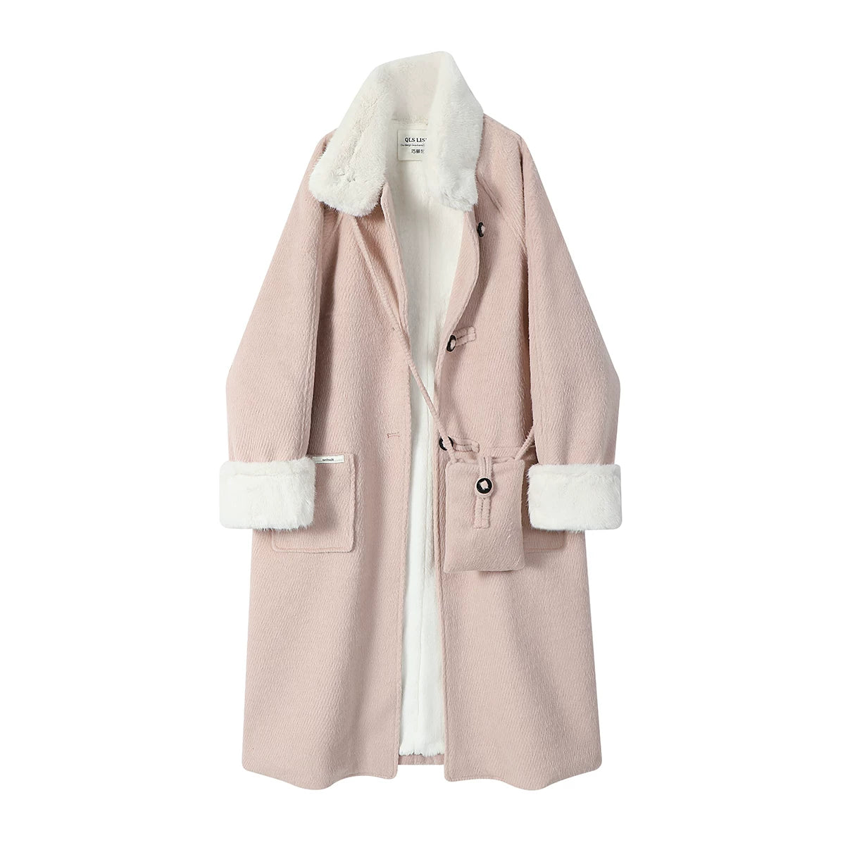 Payız və qış üçün Chorissa Hepburn üslubunda orta uzunluqlu boz yun palto, super zərif və gözəl.