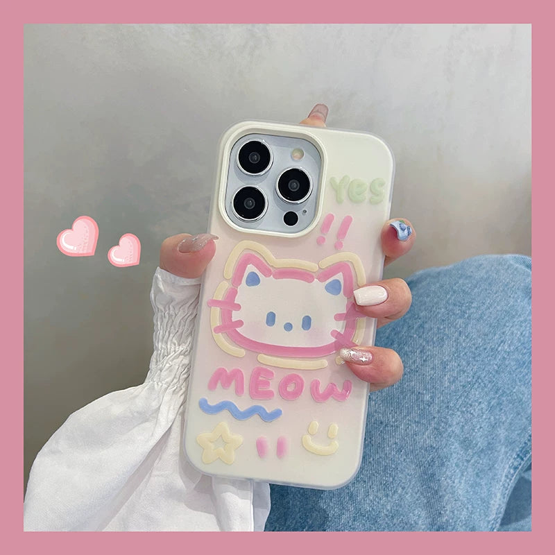 Qraffiti cizgi filmi pişiklər və itlər Apple 17promax mobil telefon qutusu iphone16pro yüksək səviyyəli 14 niş 13 qoruyucu örtük 15max cütlük hər şey daxil olmaqla düşmə əleyhinə silikon 11 qabıq 12 qadın modeli