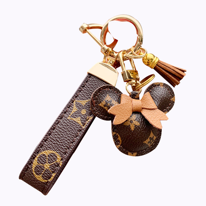 LV&GEDETE Rəsmi Flaqman Mağazası Avtomobil Açar Zəncir Kulonu Mickey Mouse Pom-Pom Açar Zəncirli Çanta Bəzək