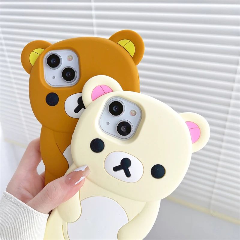 iPhone 16 promax üçün şirin cizgi filmi Rilakkuma ayı telefon qabı
