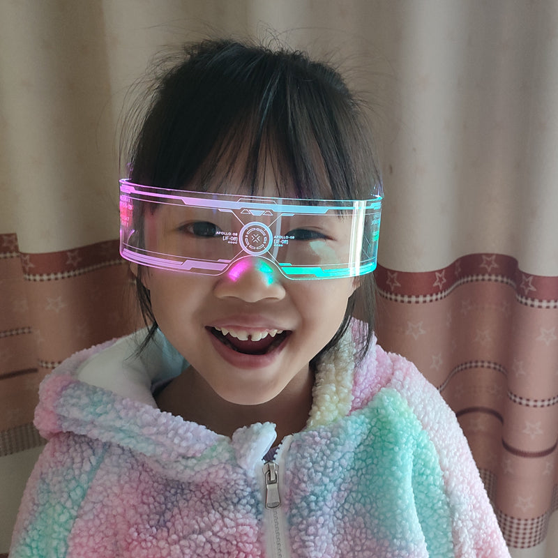 LED işıqlı eynəklər uşaq podiumu cyberpunk texnologiyası sərin günəş eynəkləri oğlan və qızlar üçün performans aksesuarları