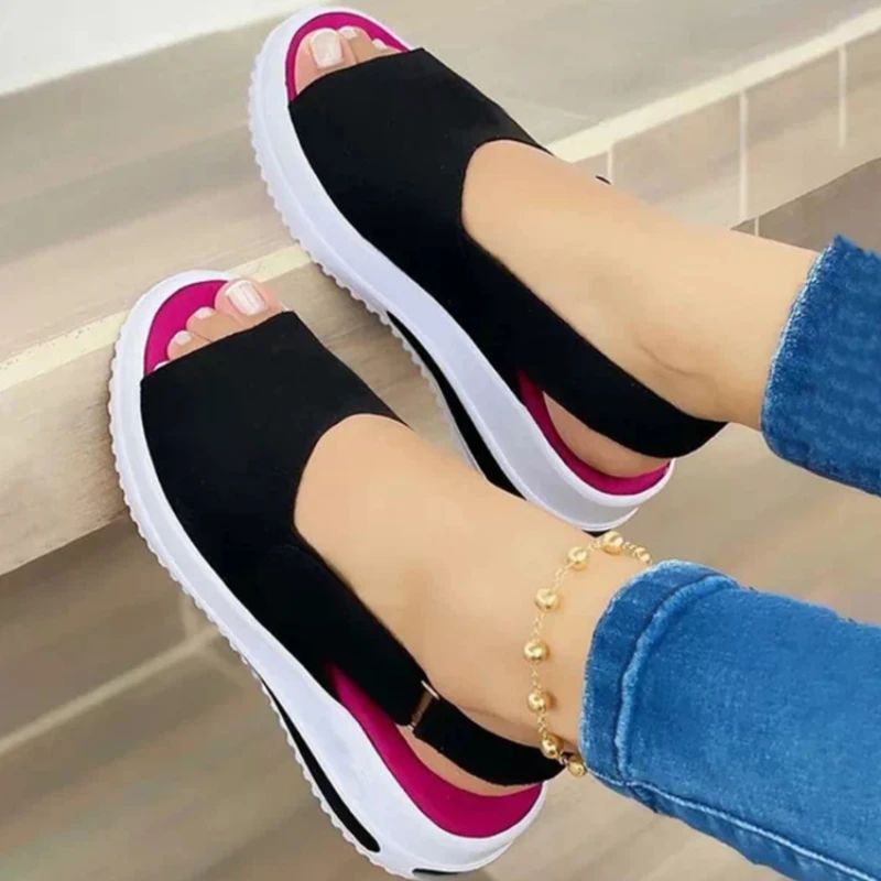 Yay Qadın Ayaqqabıları Platformalı Sandaletlər Streç Parça Moda