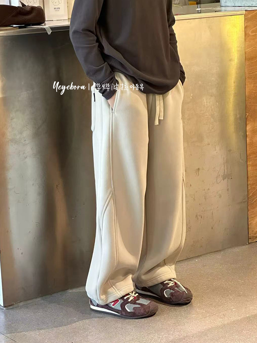 Bora oğlanlar üçün termal idman şalvarı 2025 qış uşaq yun astarlı əyri şalvar gündəlik idman şalvarı qalınlaşdırılmış qız şalvarı