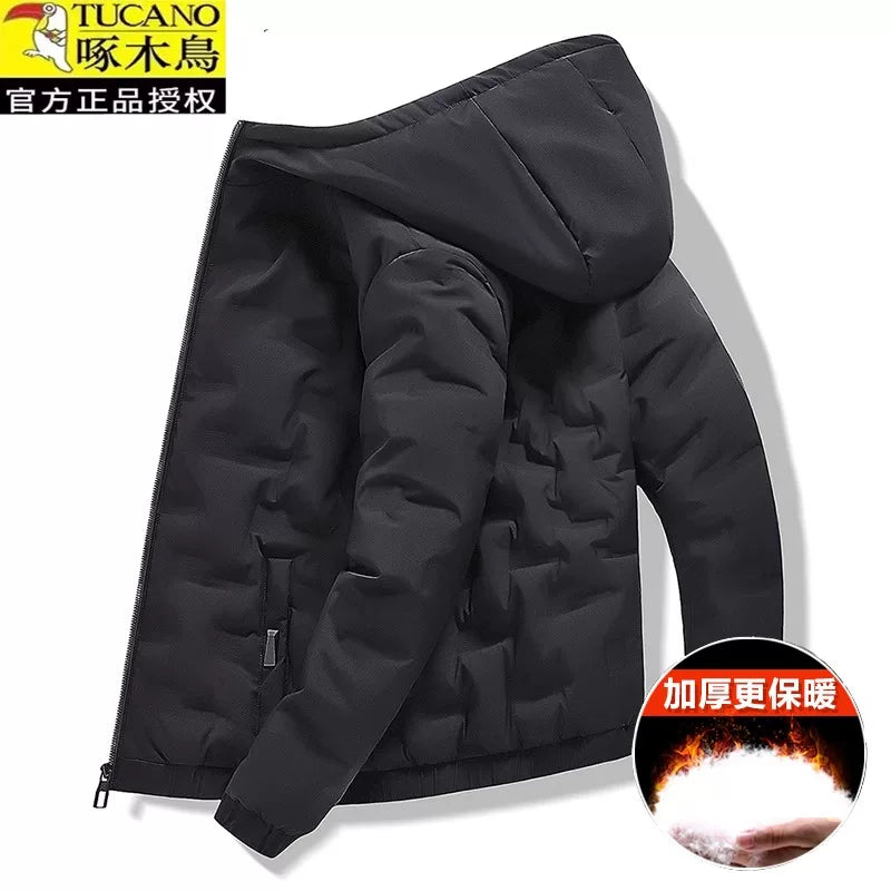 Woodpecker Kişilər üçün Aşağı Gödəkçə, Qış Şort Modeli, 2025 Yeni Gündəlik Pambıq Yastıqlı Gödəkçə, Başlıqlı, Çoxfunksiyalı, Qalın Pambıq Yastıqlı Palto, Dəbli