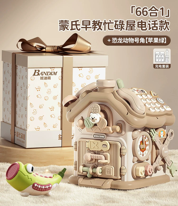 0-3 yaşlı uşaqlar üçün altıbucaqlı körpə oyuncağı, erkən uşaqlıq təhsili, Montessori səbəb-nəticə əlaqəsi, məşğul qutu, forma uyğun ev