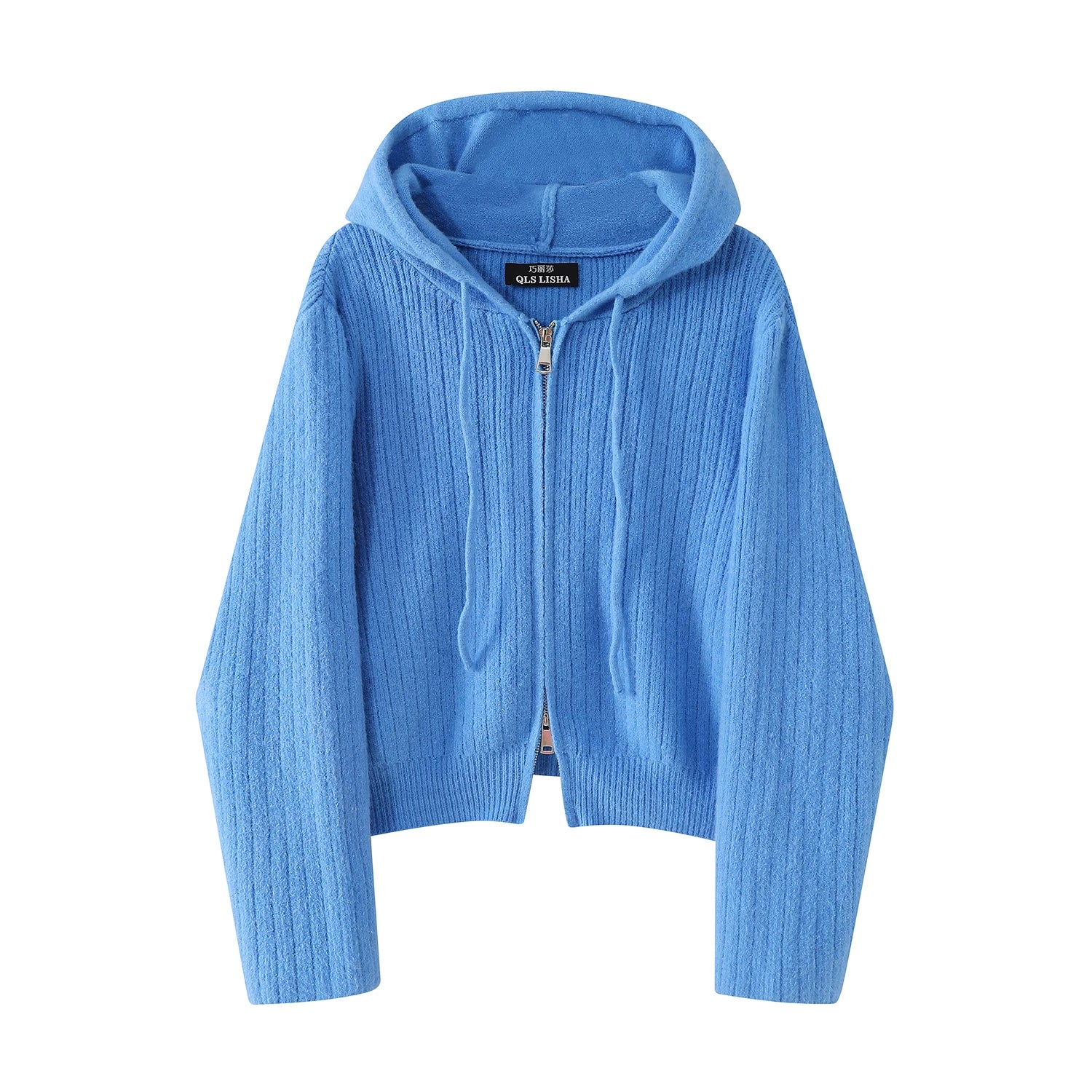 Chorissa Mavi Yumşaq Kardiqan Qadın Sviteri, Yaz, Payız və Qış, Başlıqlı Top, Koreya Üslubunda, Yüksək Seçimli Trikotaj Kardiqan