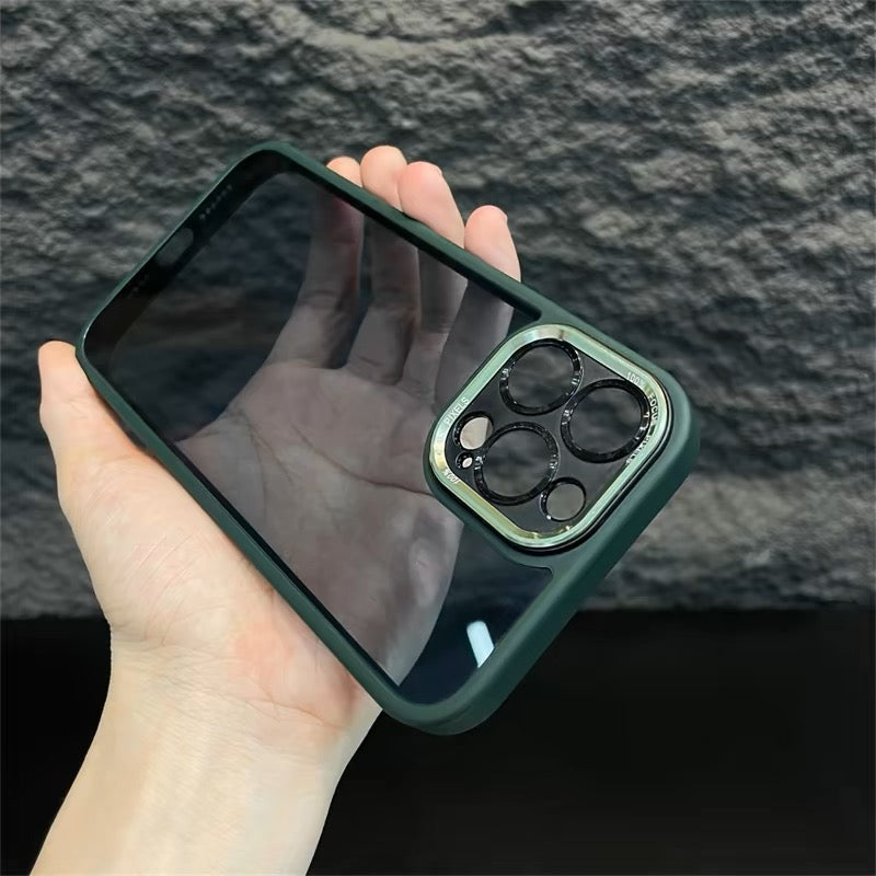Chuangba minimalist yüksək səviyyəli mənada Apple 15pro mobil telefon qutusu iphone15promax yeni 16Pro lens hər şey daxil 14Pro12 şəffaf 16 qabıq 15 silikon 13 yer 14 düşməyə qarşı p