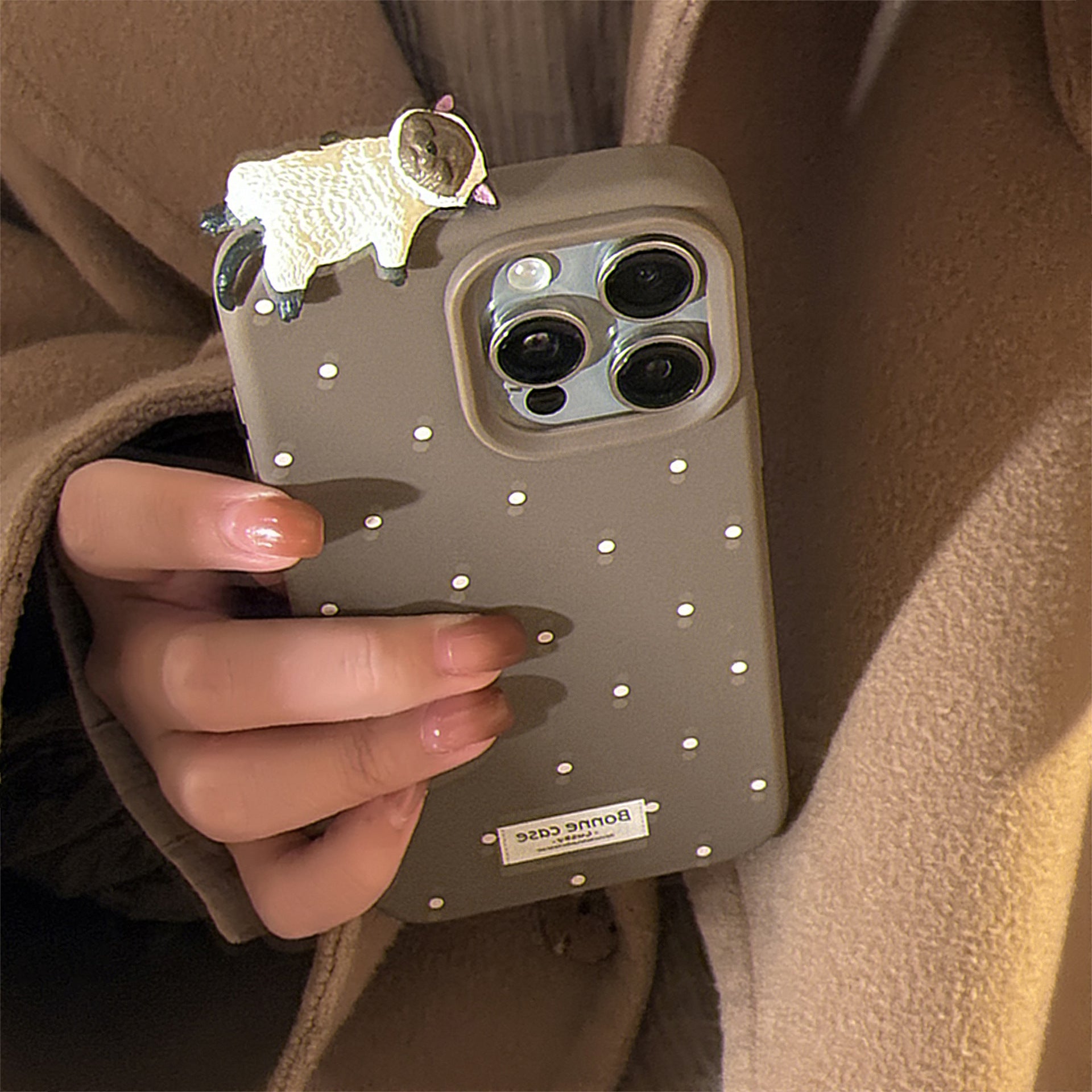 Cute 3D Cat Case for iPhone 16 Pro Max 11 12 13 14 15 17, Dotted Soft Cover