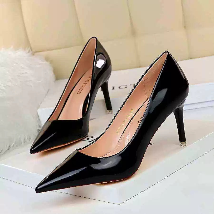 9511-7 Moda Metal Daban Hündür Daban Qadın Ayaqqabıları Hündür Daban