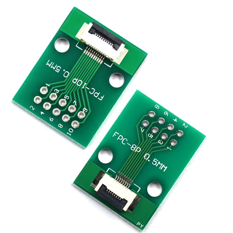 FPC/FFC adapter lövhəsi düz 2,54 yumşaq kabel adapterinə 0,5 mm/1,0 mm diametrli konnektorla qaynaqlanır.