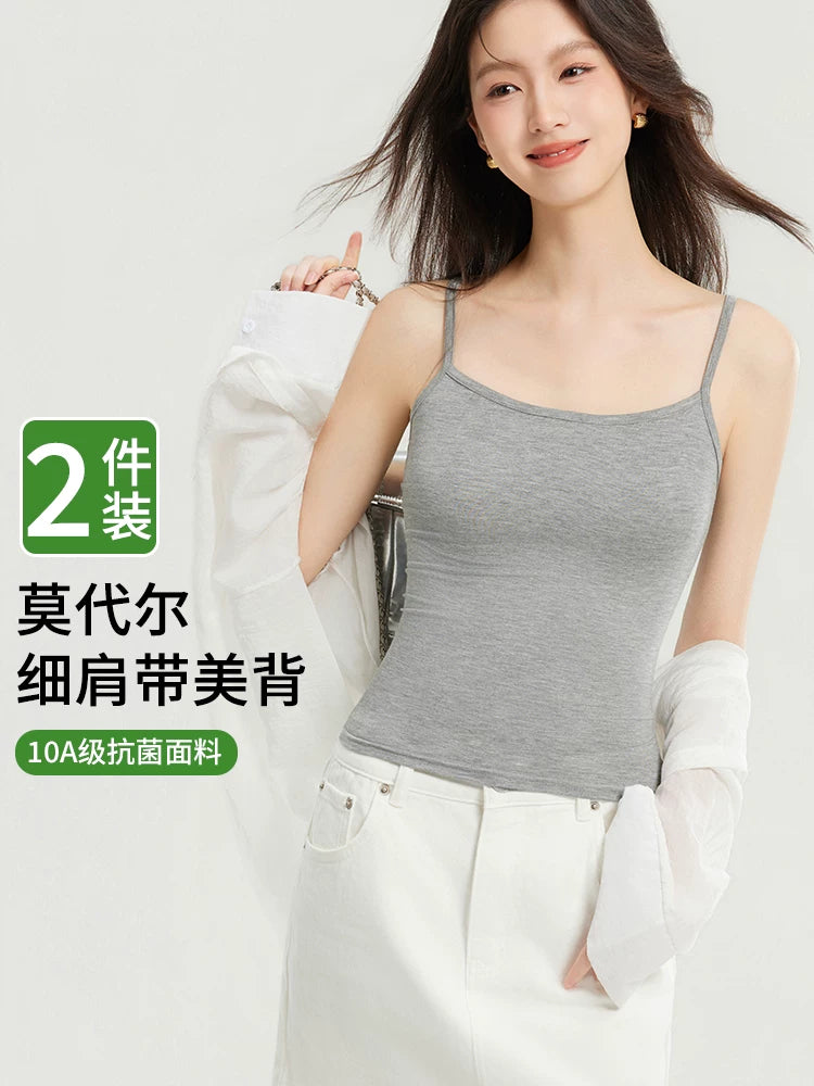 Modal kombinezonlu qadın yaz-yay Slim fit böyük ölçülü üst geyimi Çox yönlü alt paltarı qolsuz top