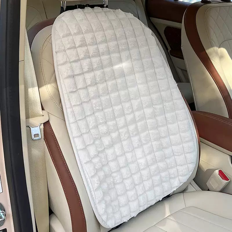 Soft warm lumbar support car seat cushion for winter, universal car interior back seat cover, non-slip car mat for women.