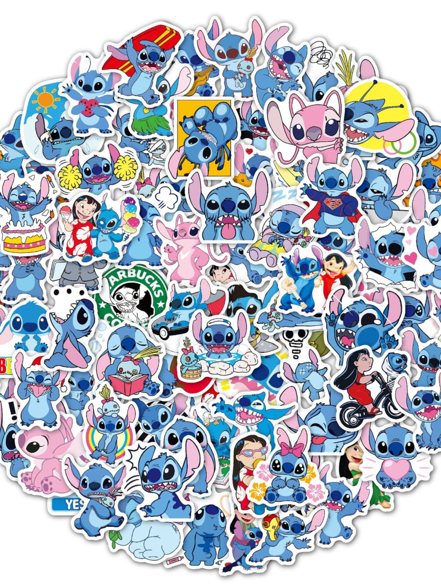 200 sevimli cizgi filmi Stitch notebook kompüter stikerləri fərdiləşdirilmiş soyuducu gitara skuter dəbilqə su fincanı stikerləri
