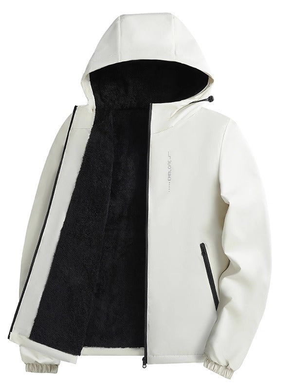 Yun astarlı, qalınlaşdırılmış kişi payız və qış paltosu, gündəlik, çoxfunksiyalı, kapşonlu gödəkçə, külək keçirməyən, suya davamlı, açıq hava kişi geyimləri, külək keçirməyən gödəkçə