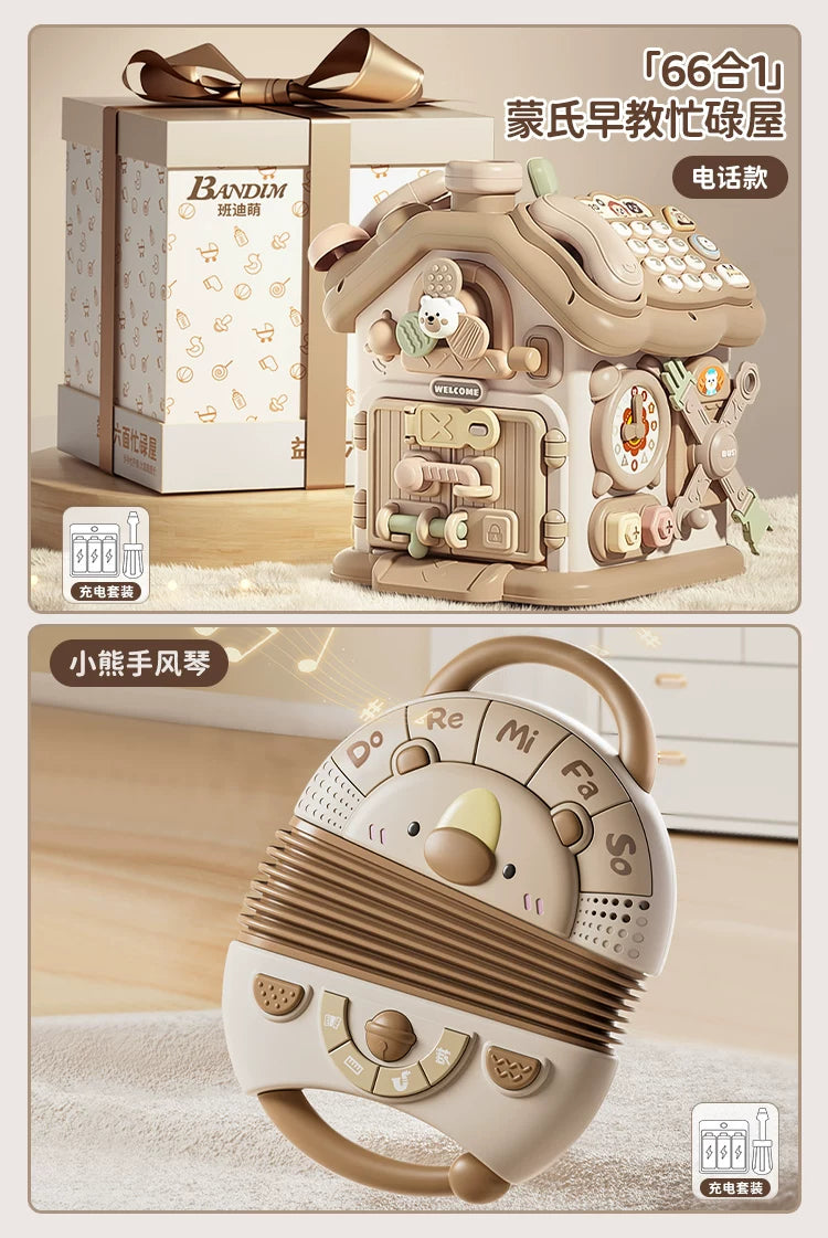 0-3 yaşlı uşaqlar üçün altıbucaqlı körpə oyuncağı, erkən uşaqlıq təhsili, Montessori səbəb-nəticə əlaqəsi, məşğul qutu, forma uyğun ev