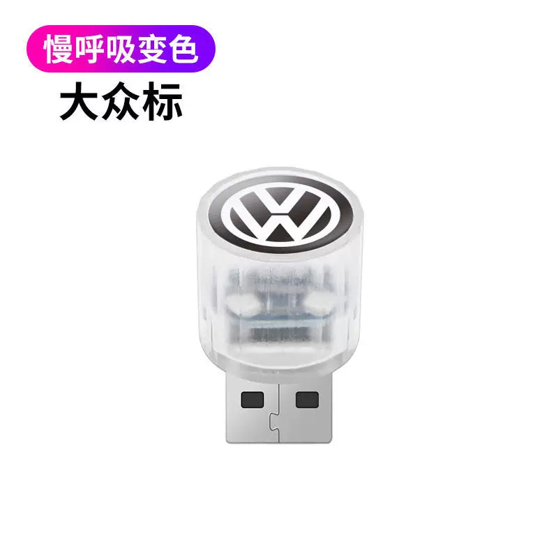 Avtomobilin ətraf işıqlandırması, simsiz USB avtomobil salonu üçün LED nəfəs alan işıq, dekorativ yeddi rəngli gecə işığı.