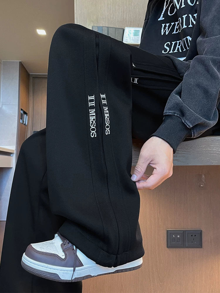 Buz ipək şalvar kişi yay nazik idman tez quruyan təsadüfi şalvar yeniyetmələr üçün boş geniş ayaqlı düz şalvar moda