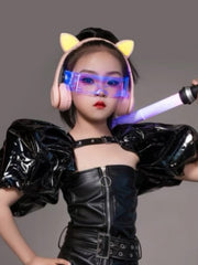 Cyberpunk LED işıq yayan eynəklər İnternet məşhuru rəng dəyişdirən avadanlıq gələcək texnologiya hissi uşaq performans rekvizitləri elmi fantastika trendi