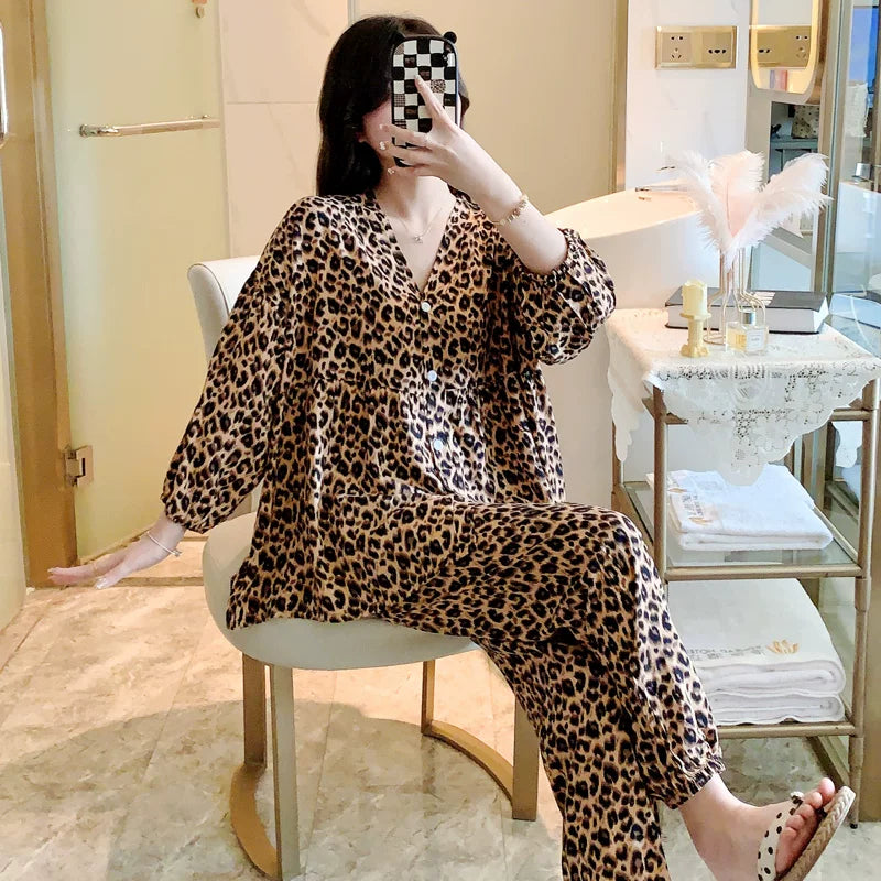 Qadınlar üçün 2026 yeni pambıq ipək pijama, yay süni pambıqlı ev paltarları, yay üç rüb qollu kostyumlar, çöldə geyilə bilər