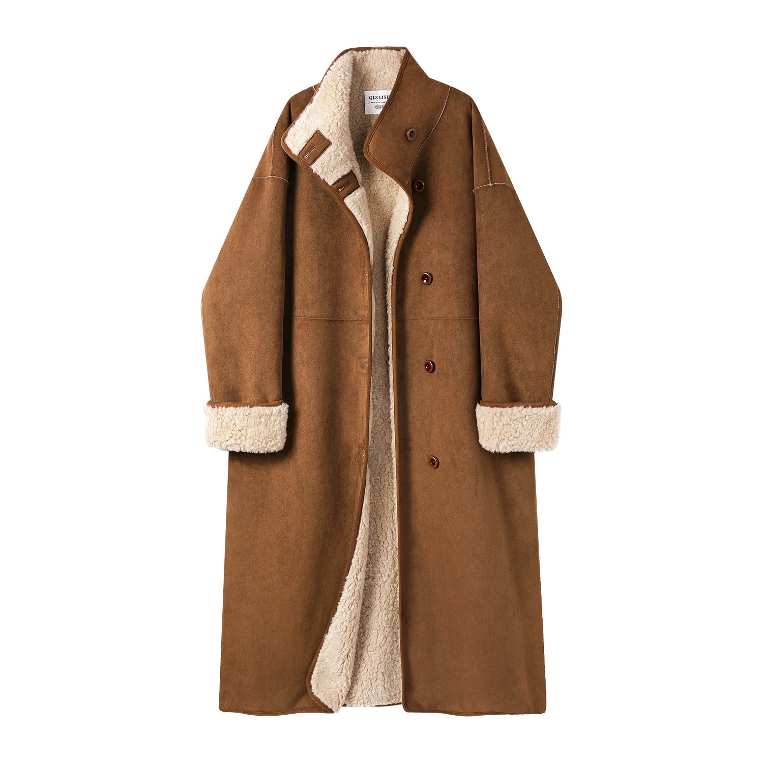 Chorlisa Shearling Qadınlar üçün Orta Uzunluqlu Quzu Yunlu Palto, Qış Retro Dizaynı, Geri Dönən Koreya Üslublu Üst Geyim