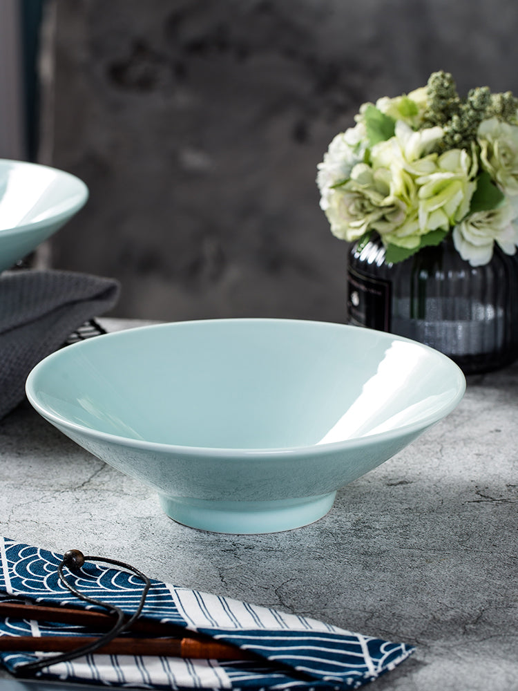 Jingdezhen seladon bambuk papaq qabı, şirli rəngli məişət əriştə qabı, Çin böyük şorba qabı, ticarət Malatang keramika qabları