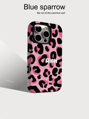Şirin sərin çəhrayı qara pantera naxışı iPhone16 cib telefonu üçün uyğundur Apple 16promax ikisi birdə film 15/15pro qadın 17promax moda 17pro/14pm Huawei mate70/P80