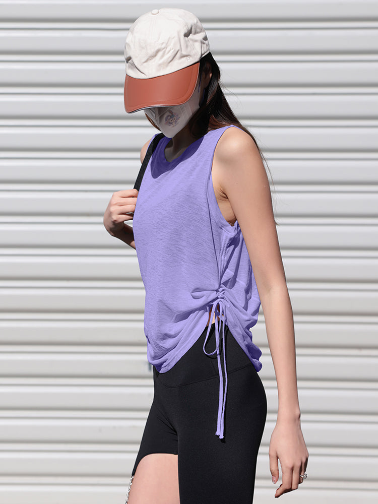 Bulud qabıqlı qolsuz ipli qaçış idman jileti yay üçün nazik boş ət örtüklü kofta yoqa fitnes top