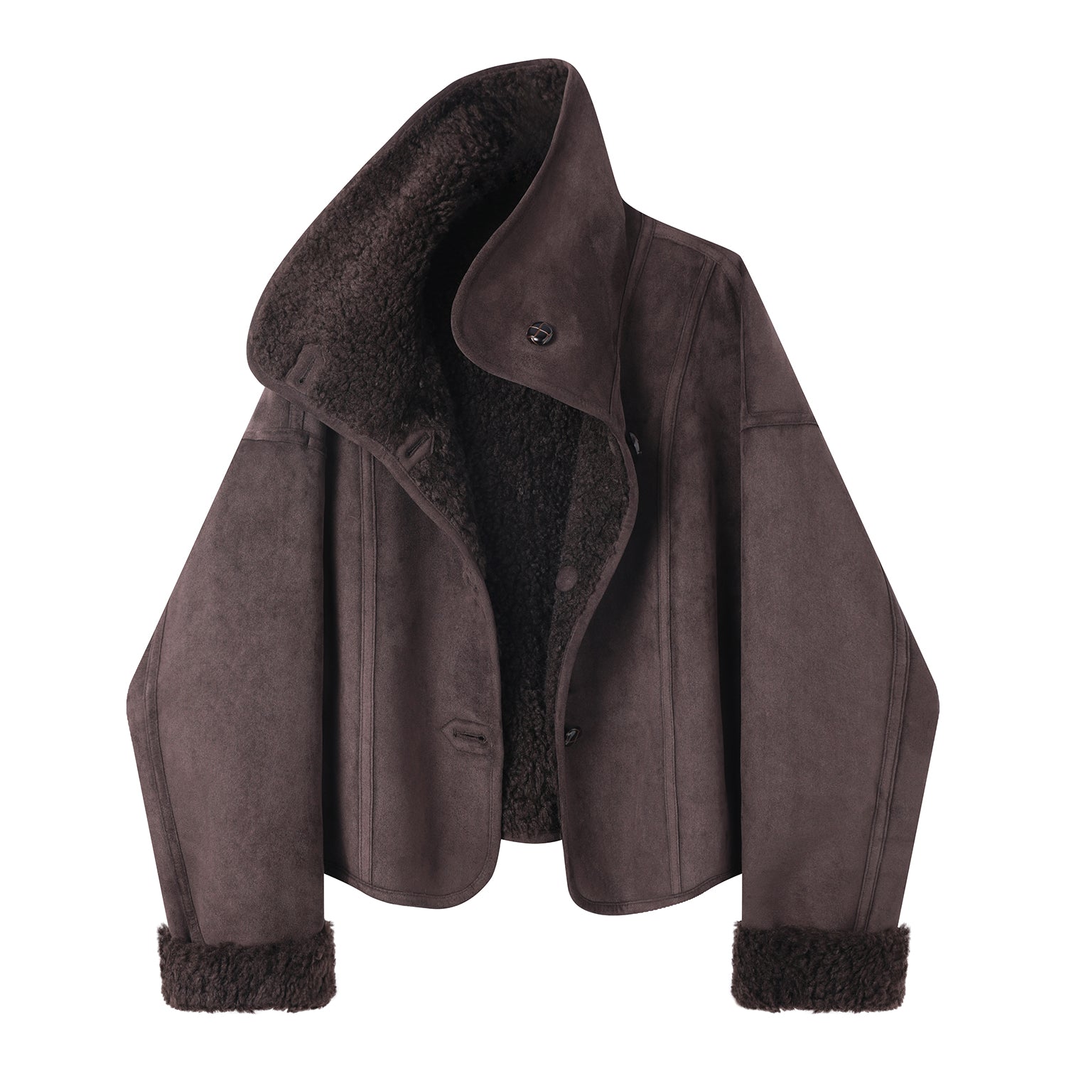 Chorlisa Retro Geri Dönən Zamşa İsti Xəz Palto Qadınlar üçün Qış Quzu Yunlu Astarlı Qalın Qısa Top