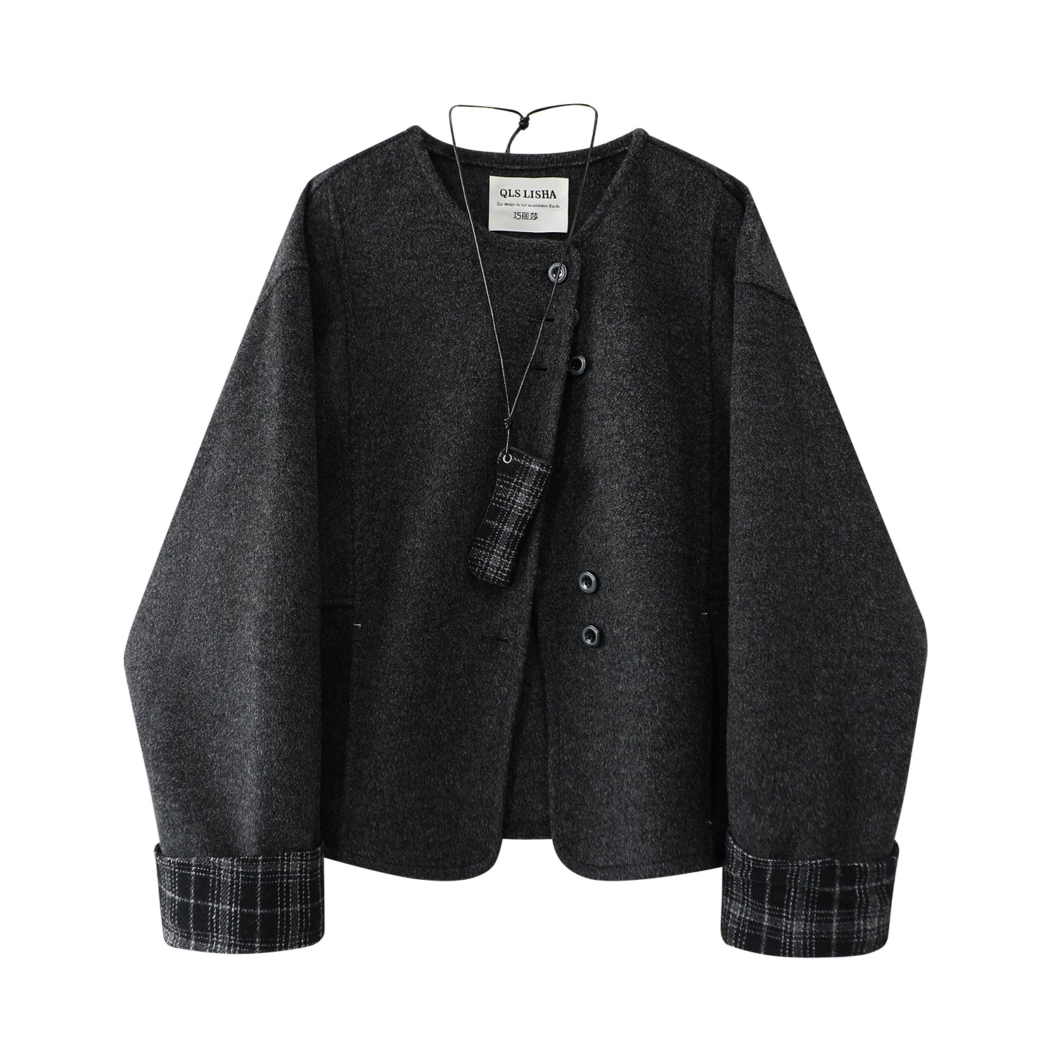 Cholisa Hepburn üslubunda çoxfunksiyalı yun palto, yeni Koreya üslubunda, yüksək səviyyəli və zərif payız və qış yun palto, qısa üslub