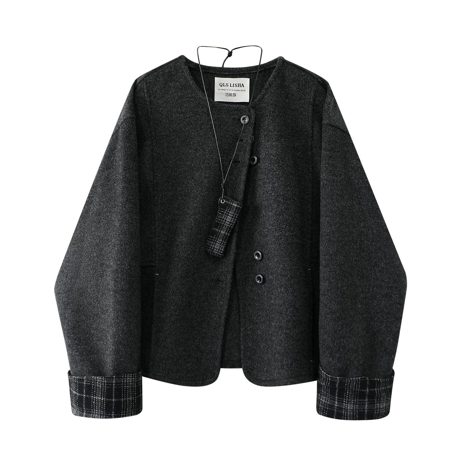 Cholisa Hepburn üslubunda çoxfunksiyalı yun palto, yeni Koreya üslubunda, yüksək səviyyəli və zərif payız və qış yun palto, qısa üslub