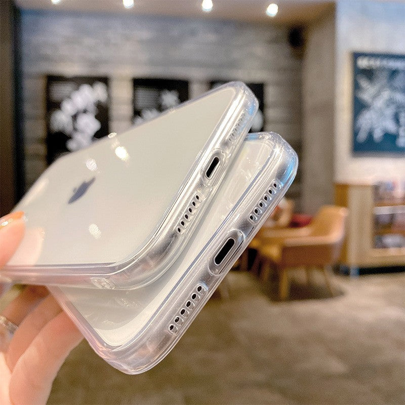 Apple 17pro max şəffaf cib telefonu qutusu 13mini yüksək keyfiyyətli 14/15pro/16plus qoruyucu XS düşməyə qarşı XR incə dəlik 6/7/8plus 11/12/17air yumşaq qutu SE üçün uyğundur.