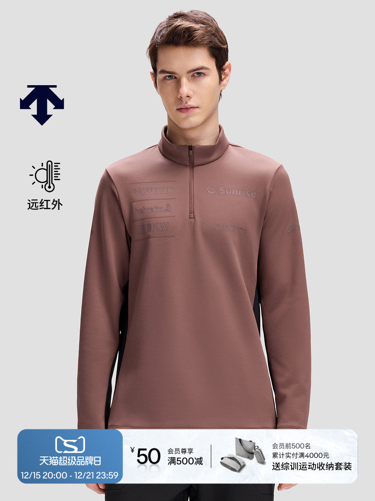 DESCENTE SKI STYLE Seriyası İdman Gündəlik Kişilər üçün Uzaq İnfraqırmızı Yun Astarlı Uzunqol Trikotaj Sviter