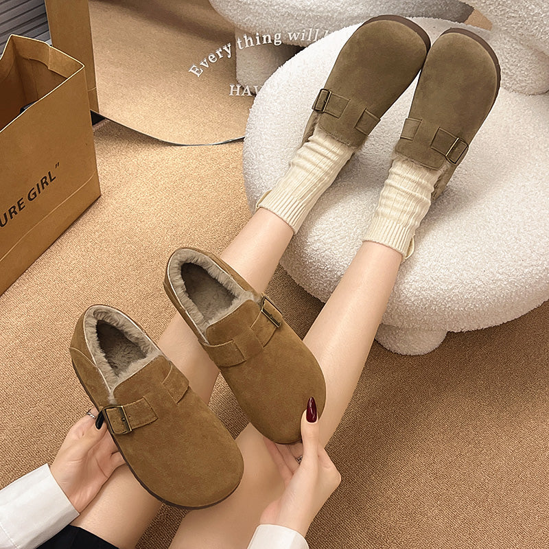 Ən çox satılan Birkenstock qadın ayaqqabıları, 2025 payız/qış yeni model, flis astarlı, isti, sürüşən, mokasinlər.