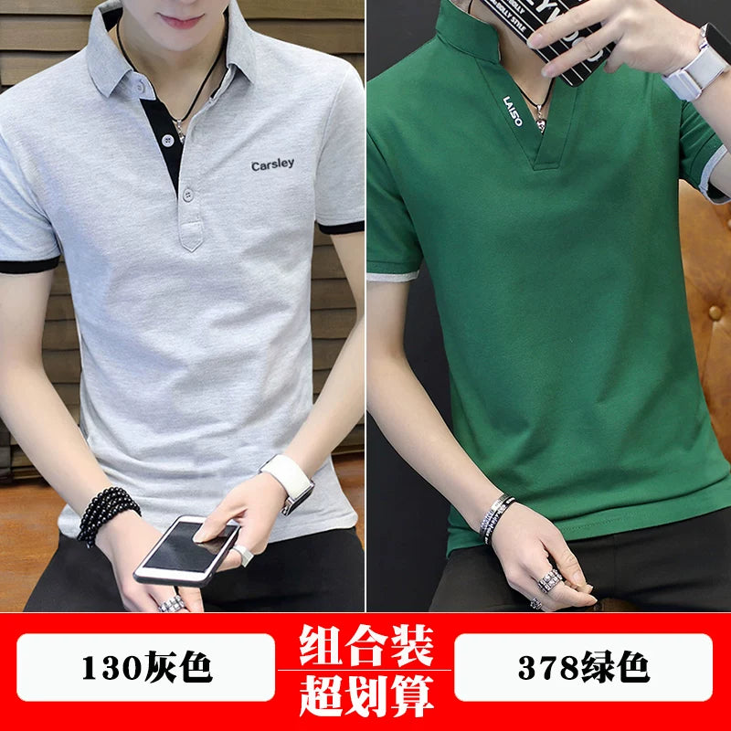 2026 Yay Yeni Qısaqol T-Shirt Kişi Yakalı Çox Yönlü Mesh POLO Köynək Saf Pambıq İncə Paltar
