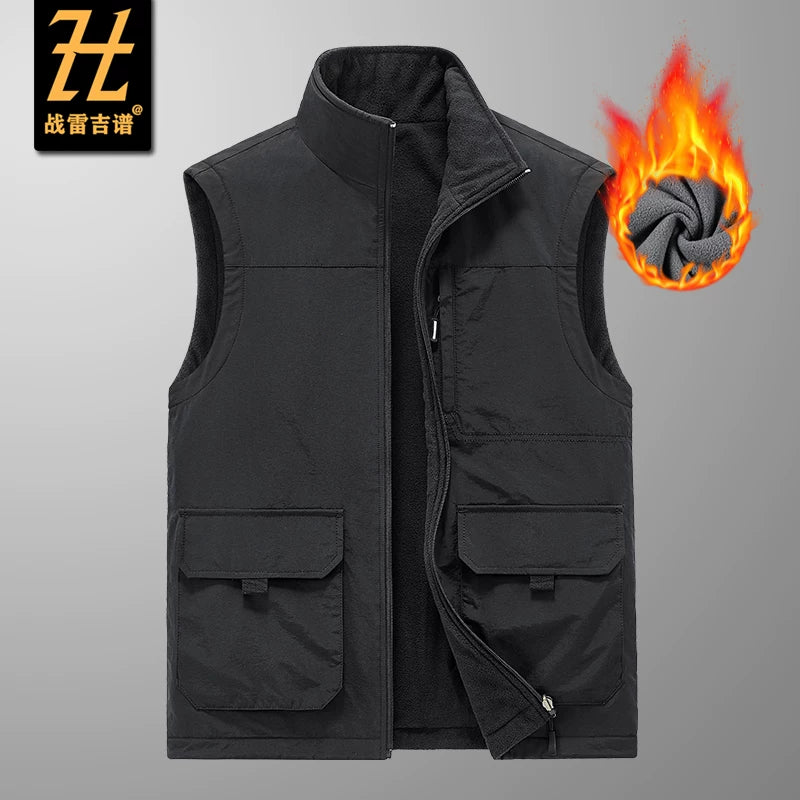 Çoxlu cibli, yun astarlı, böyük ölçülü, payız/qış üslubunda, geri çəkilə bilən kişi idman və açıq hava jileti