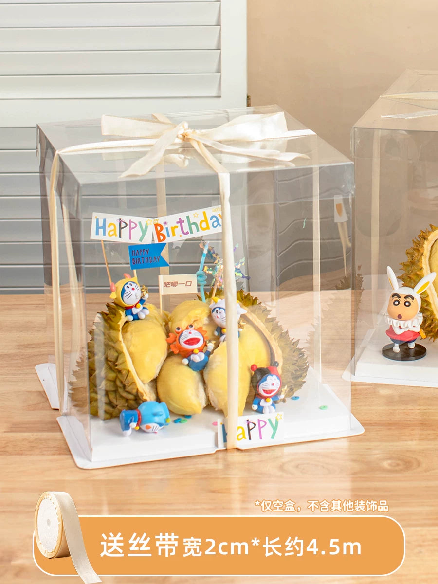 Durian tort qablaşdırma qutusu diy materialı ad günü hədiyyə qutusu qablaşdırma xarici nimçə şəffaf 8 səkkiz düym 10 on bəzək 6