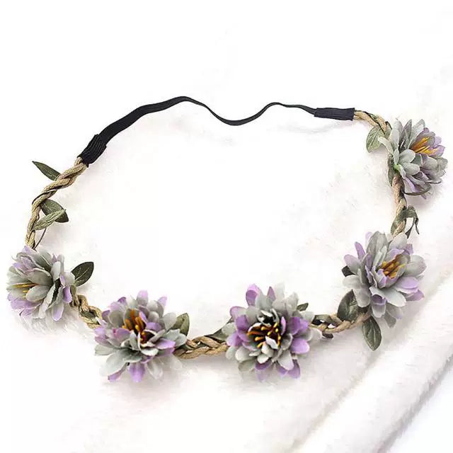 1 Piece Women Charming Floral Tiara Wedding Floral Headband Hairband A