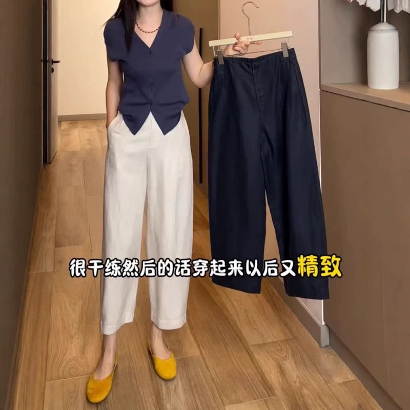 Böyük ölçülü, köhnə dəbli qadınlar üçün hərəm şalvarları, 2026-cı il yayı, nazik model, böyük ölçülü və kiçik bədən quruluşlu qadınlar üçün qısa şalvarlar, geniş, şar formalı şalvarlar.