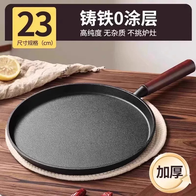 Qatılaşdırılmış çuqun tava məişət örtülməmiş pancake qabı əl ilə tutulan pancake yapışmayan tava pancake meyvə aləti