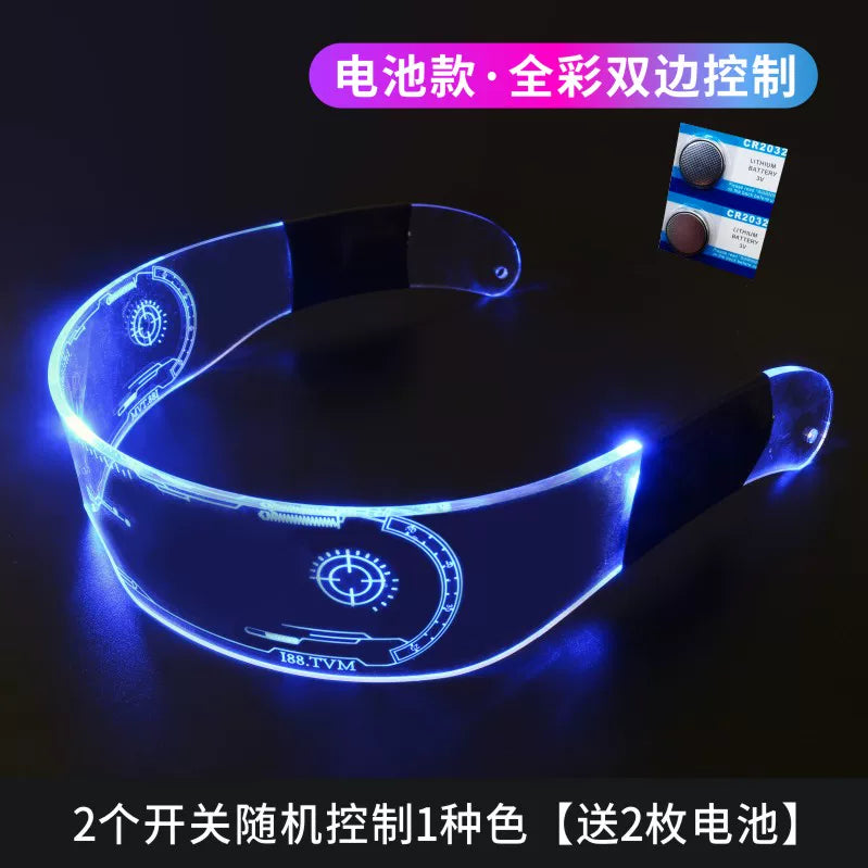 Cyberpunk LED işıq yayan eynəklər İnternet məşhuru rəng dəyişdirən avadanlıq gələcək texnologiya hissi uşaq performans rekvizitləri elmi fantastika trendi