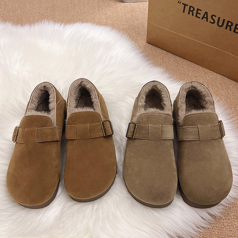 Ən çox satılan Birkenstock qadın ayaqqabıları, 2025 payız/qış yeni model, flis astarlı, isti, sürüşən, mokasinlər.