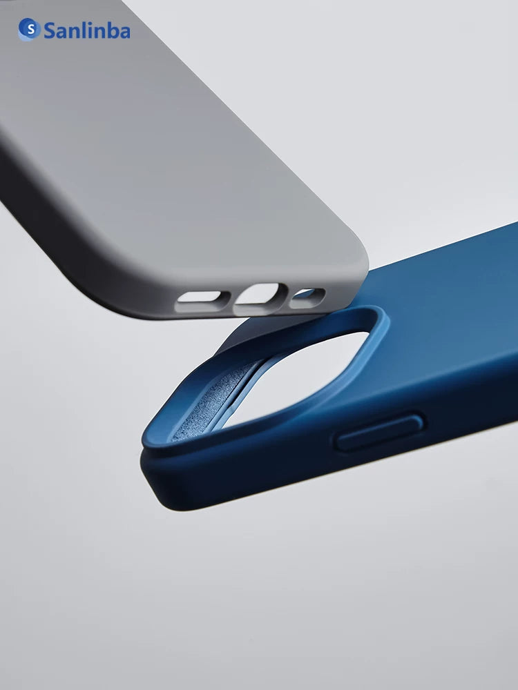 Sanlinba'nın yeni maye silikon maqnit telefon qutusu Apple iPhone17ProMax/16Pro/15/14/MagSafe mobil telefon qutusu, qabaqcıl sadə cütlük yıxılmağa qarşı qoruyucu qutu üçün uyğundur.