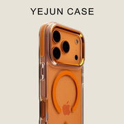 Yejun Apple 17 mobil telefon qutusu üçün uyğundur narıncı maqnit kristal şəffaf iphone17promax yeni akril 16pro düşməyə qarşı 15 metal çərçivə 14 niş 13 yüksək səviyyəli İnternet məşhur Hava