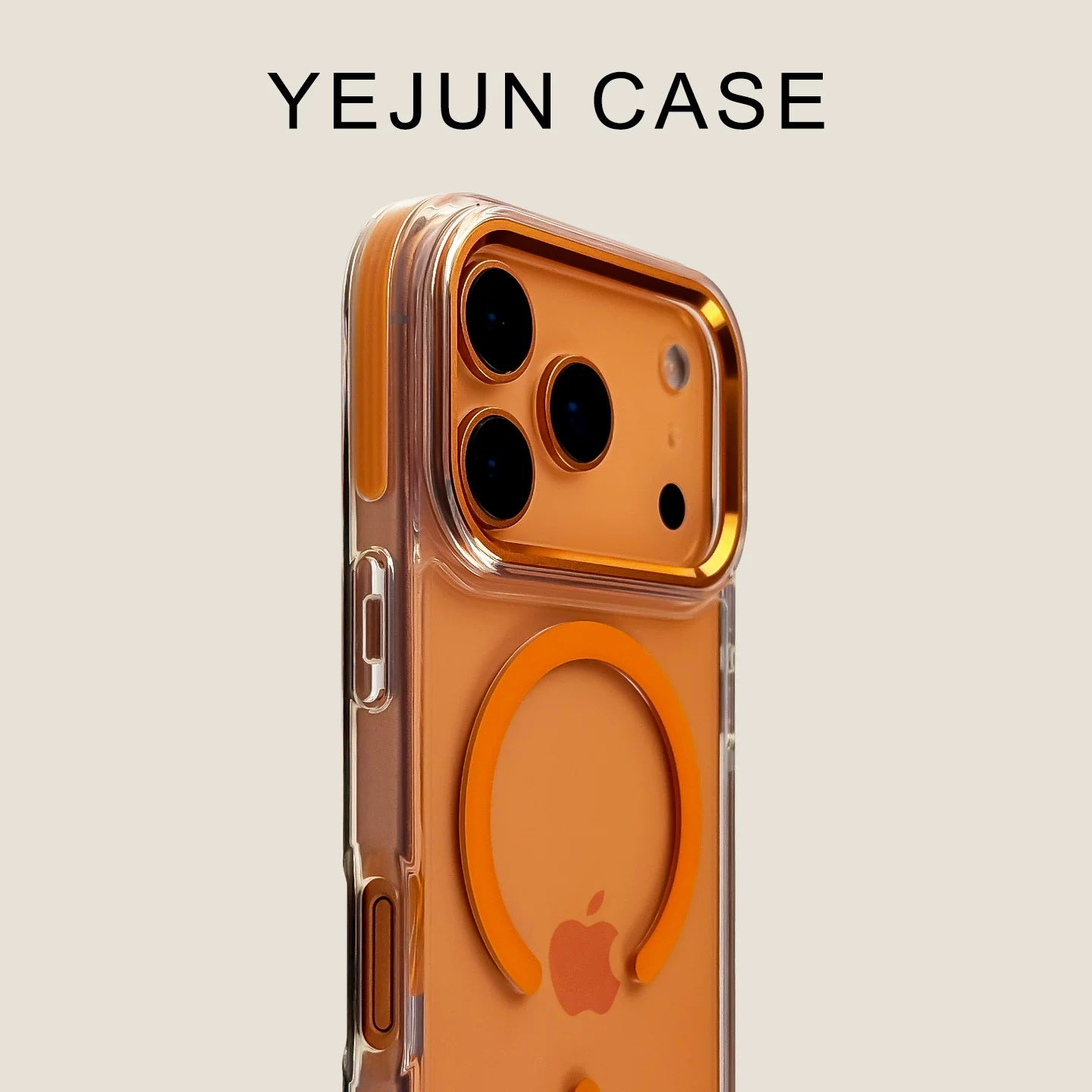 Yejun Apple 17 mobil telefon qutusu üçün uyğundur narıncı maqnit kristal şəffaf iphone17promax yeni akril 16pro düşməyə qarşı 15 metal çərçivə 14 niş 13 yüksək səviyyəli İnternet məşhur Hava