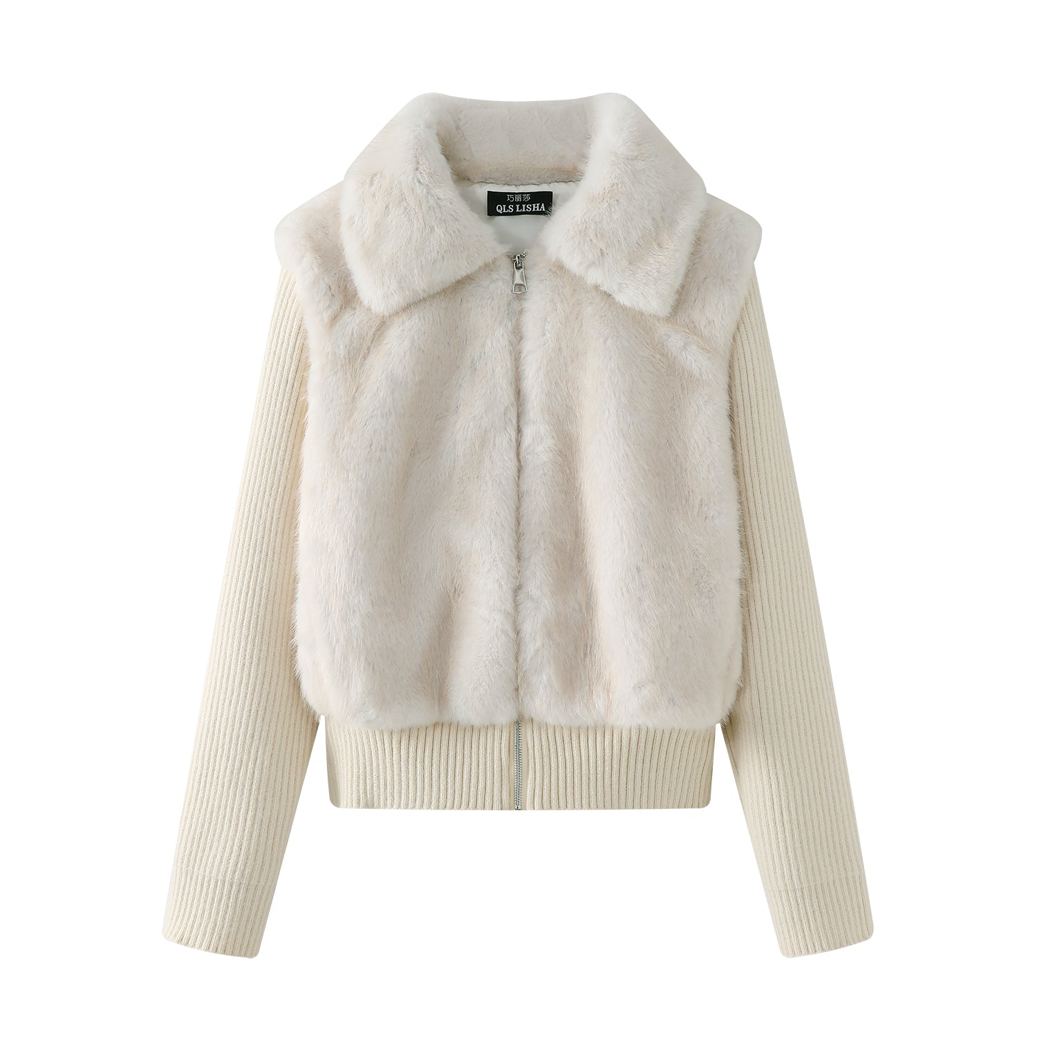 Chorissa, qadınlar üçün fransız üslubunda yüksək keyfiyyətli süni iki hissəli yamaqlı xəz palto, payız və qış dizaynı, zərif toxunmuş qısa top