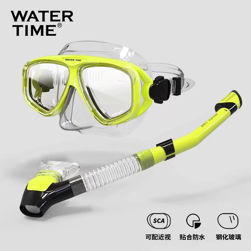 WaterTime dalğıc maskası boğulma əleyhinə tam quru şnorkel üzgüçülük Sambo dəsti böyüklər üçün miyopiya dalğıc gözlükləri
