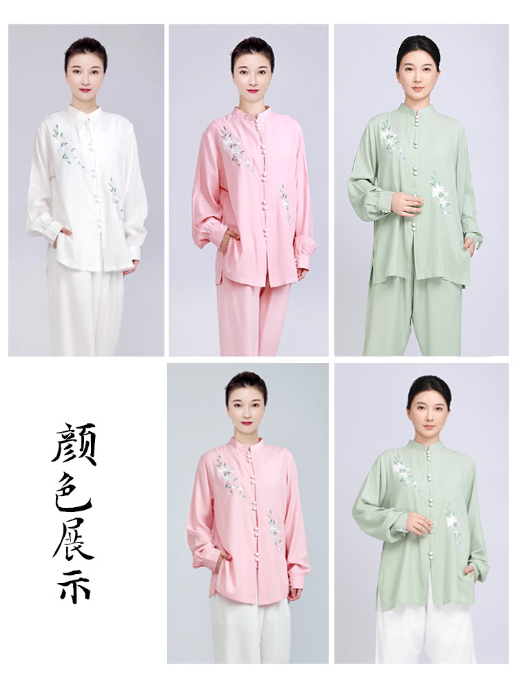 Xiaoheshan Tai Chi kostyumu Qadın Yeni 2026 Pambıq və Kətan Tai Chi Təcrübə Kostyumu Qadın Yay Geyimi Yaz və Payız Ba Duan Jin