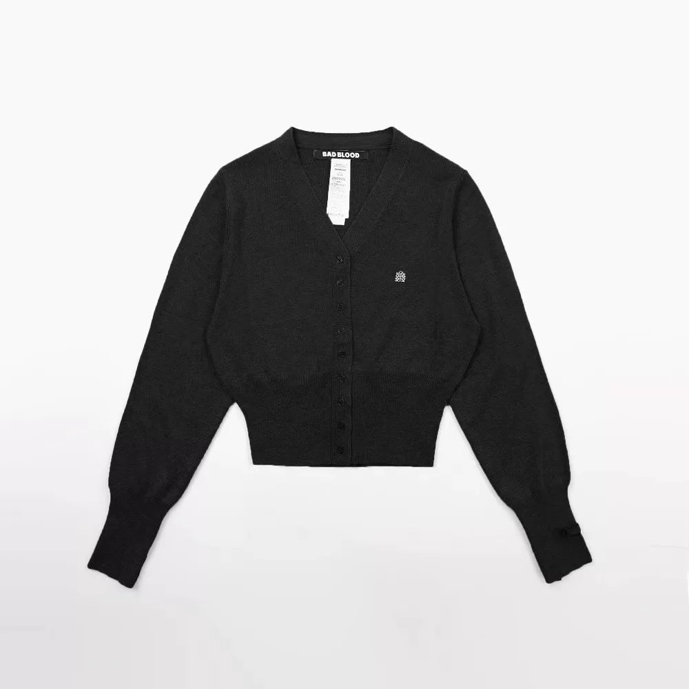 Koreyalı Badblood Hot Girl Qırmızı Trikotaj Kardiqan Qadınlar üçün Yaz, Payız və Qış Uzun Qollu Üst Geyim Qısa Üst Gödəkçə