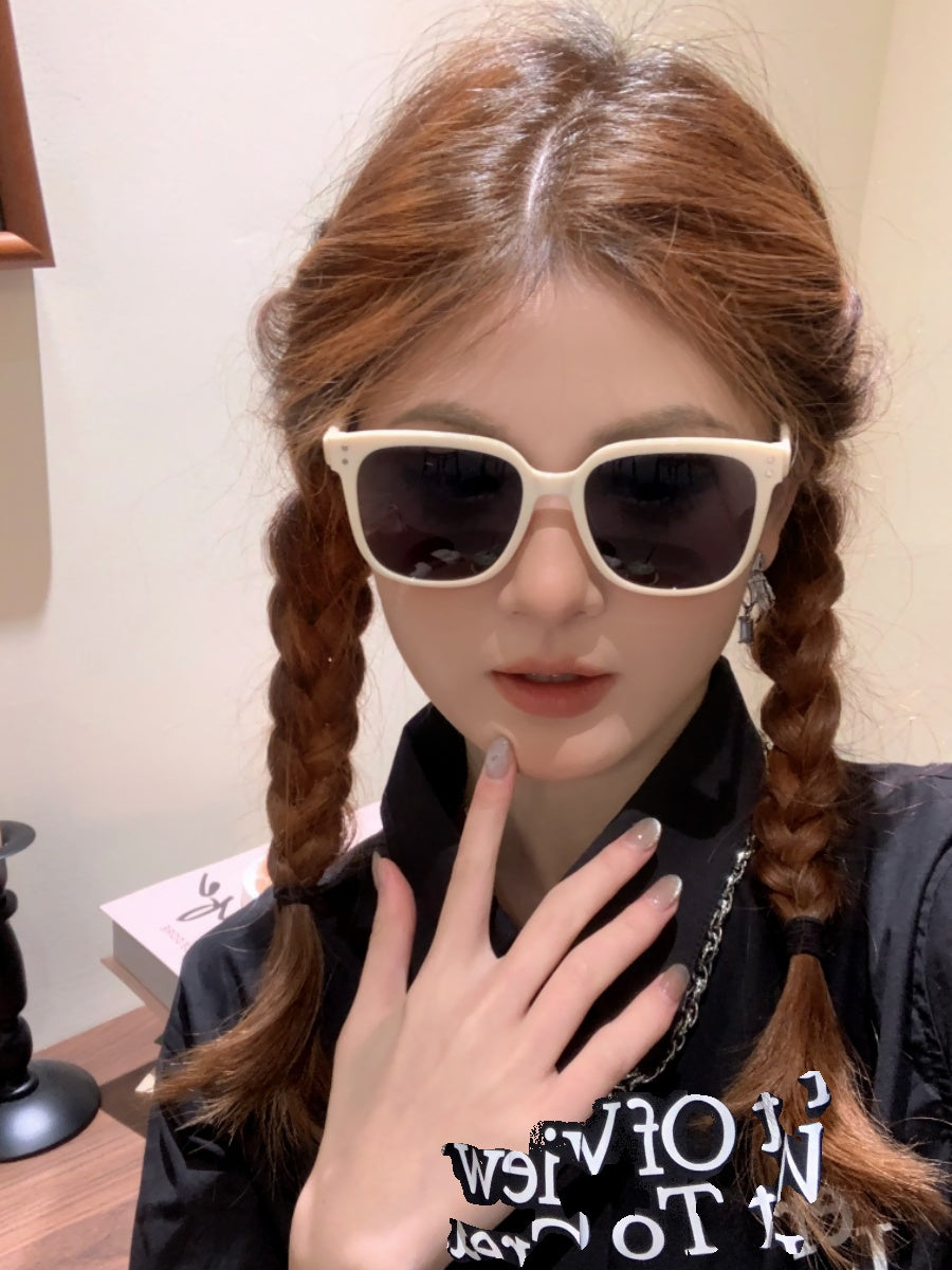CDLM Chen Da Liu Mang pəri yubka CP! Böyük üzlər, arıqlamaq və UV-dən qorunmaq üçün sadə və çox yönlü şirin kartof üslublu gün eynəkləri